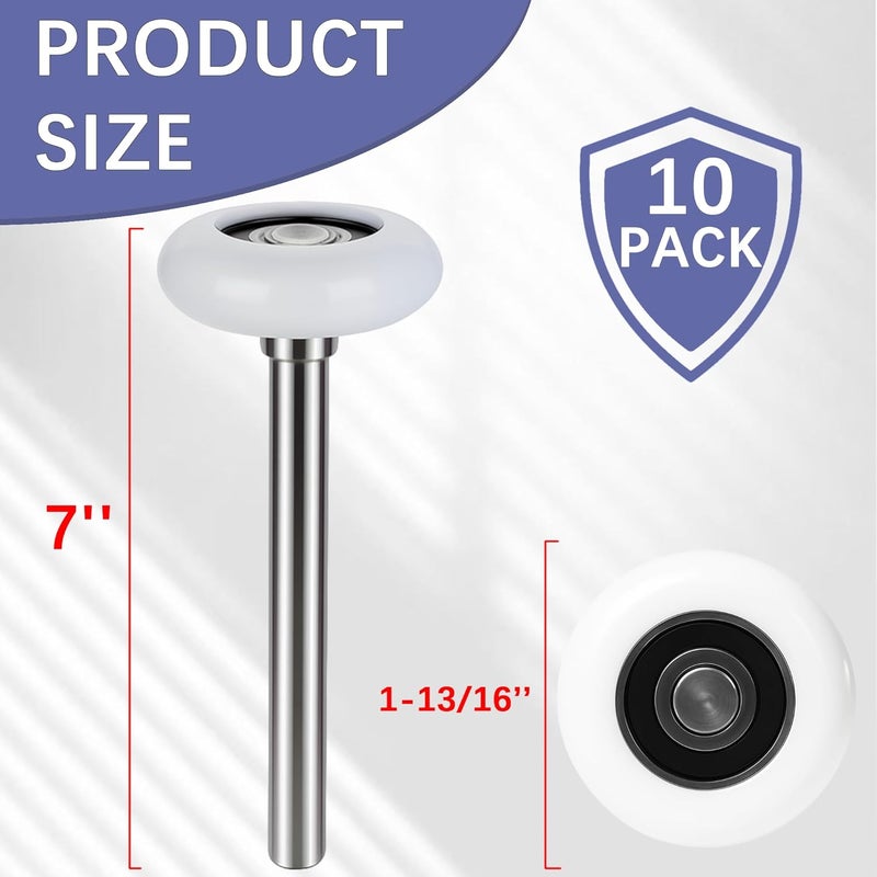 Mindoub 10 Pack 7" Stem 2" Sealed Nylon Commercial Garage Door Roller, Ultra Quiet Long-Lasting Durable High Load, Use 6200 Double Seals Precision Bearings for Home&Commercial - Image 2